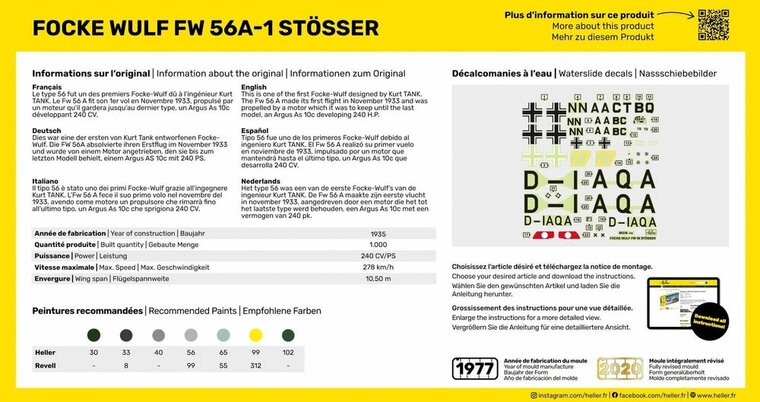 Heller 56238 STARTER KIT Focke Wulf Stosser Bouwpakket Schaal 1:72