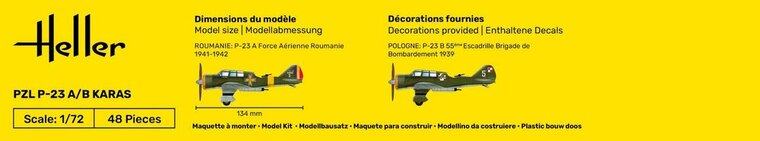 Heller 56247 STARTER KIT PZL 23 Karas Bouwpakket Schaal 1:72
