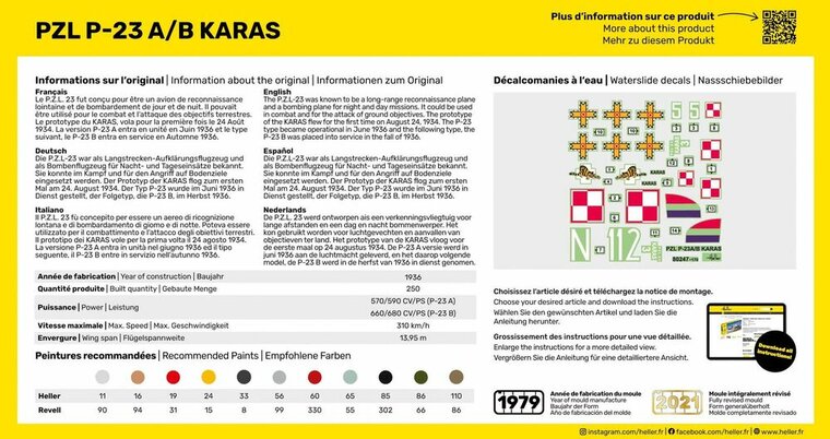 Heller 56247 STARTER KIT PZL 23 Karas Bouwpakket Schaal 1:72