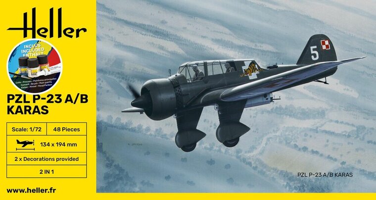Heller 56247 STARTER KIT PZL 23 Karas Bouwpakket Schaal 1:72