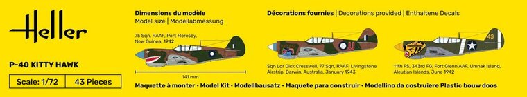 Heller 56266 STARTER KIT P-40 Kitty Hawk Bouwpakket Schaal 1:72