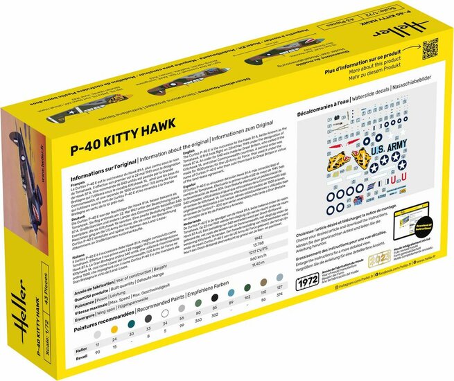 Heller 56266 STARTER KIT P-40 Kitty Hawk Bouwpakket Schaal 1:72