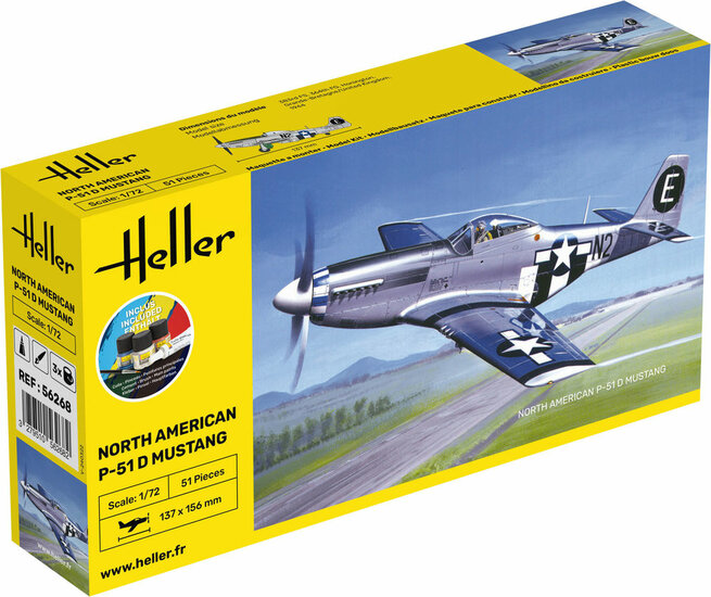 Heller 56268 STARTER KIT P-51 Mustang Bouwpakket Schaal 1:72