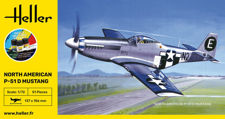 Heller 56268 STARTER KIT P-51 Mustang Bouwpakket Schaal 1:72