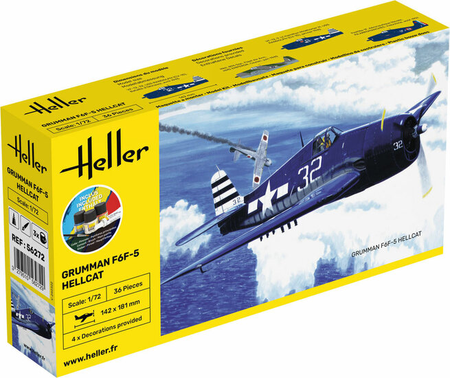 Heller 56272 STARTER KIT F6F Hellcat Bouwpakket Schaal 1:72