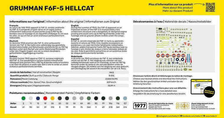 Heller 56272 STARTER KIT F6F Hellcat Bouwpakket Schaal 1:72