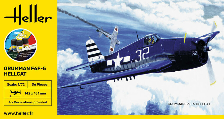 Heller 56272 STARTER KIT F6F Hellcat Bouwpakket Schaal 1:72