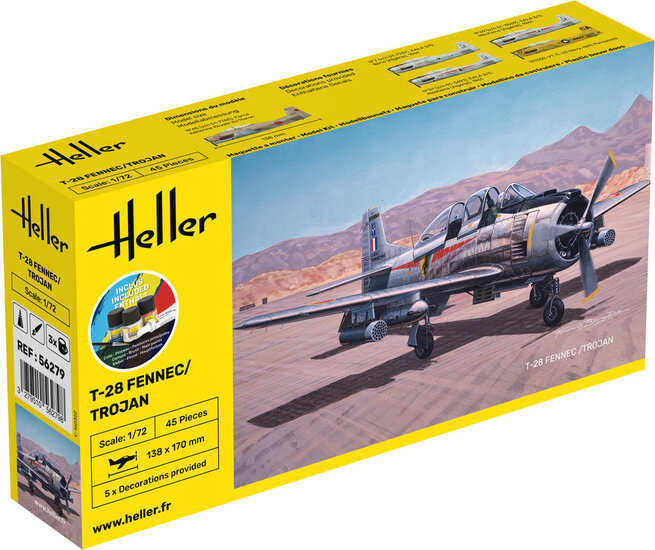 Heller 56279 STARTER KIT T-28 FENNEC / TROJAN Bouwpakket Schaal 1:72
