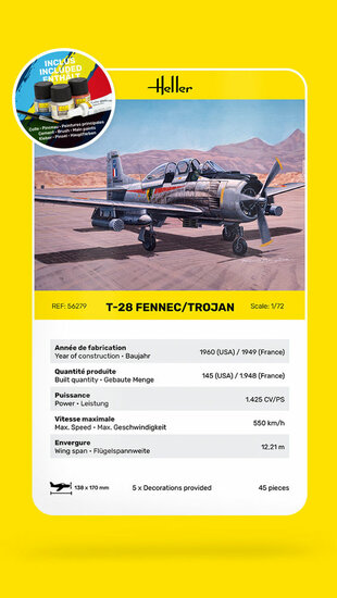 Heller 56279 STARTER KIT T-28 FENNEC / TROJAN Bouwpakket Schaal 1:72