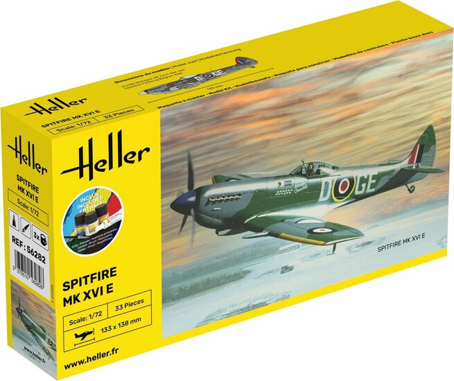 Heller 56282 STARTER KIT Spitfire Bouwpakket Schaal 1:72