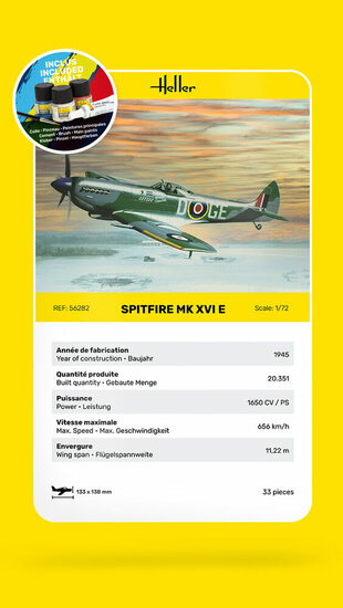 Heller 56282 STARTER KIT Spitfire Bouwpakket Schaal 1:72