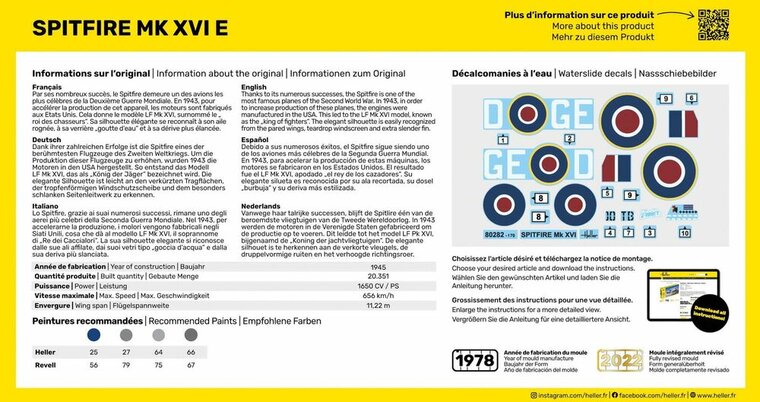 Heller 56282 STARTER KIT Spitfire Bouwpakket Schaal 1:72