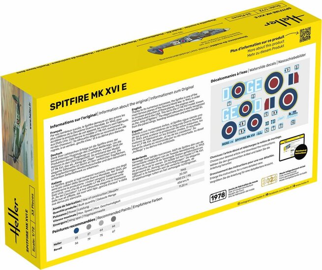 Heller 56282 STARTER KIT Spitfire Bouwpakket Schaal 1:72