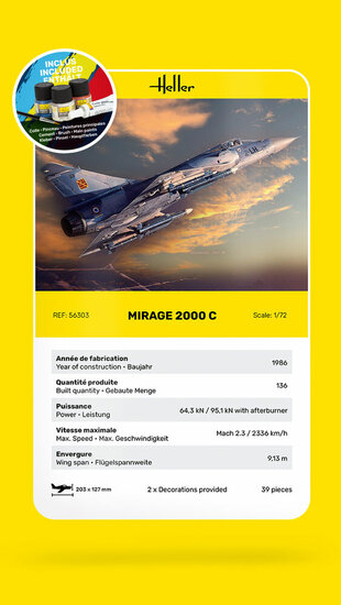 Heller 56303 STARTER KIT Mirage 2000 C Bouwpakket Schaal 1:72
