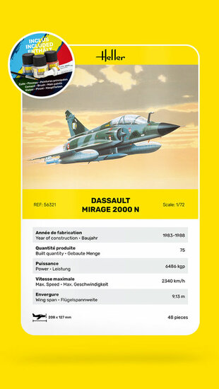 Heller 56321 STARTER KIT Mirage 2000 N Bouwpakket Schaal 1:72