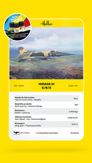Heller 56323 STARTER KIT Mirage III E Bouwpakket Schaal 1:72