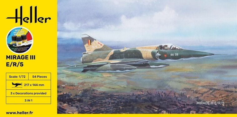 Heller 56323 STARTER KIT Mirage III E Bouwpakket Schaal 1:72