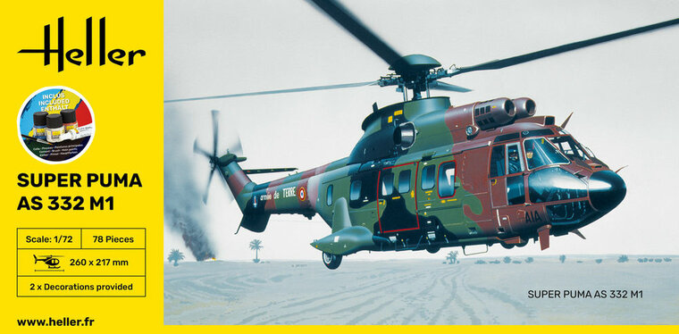 Heller 56367 STARTER KIT Super Puma AS 332 M0 Bouwpakket Schaal 1:72