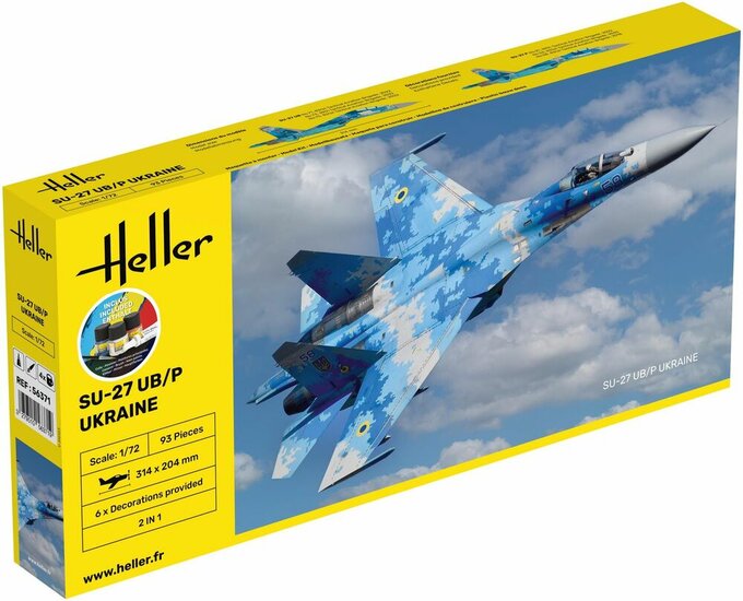 Heller 56371 STARTER KIT SU-27 UB/P Ukraine Bouwpakket Schaal 1:72