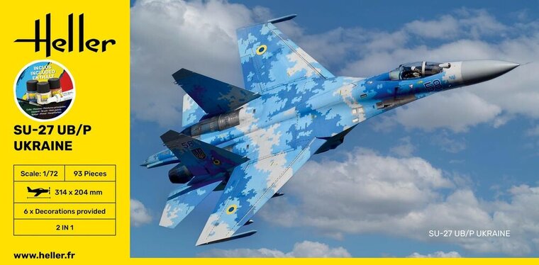 Heller 56371 STARTER KIT SU-27 UB/P Ukraine Bouwpakket Schaal 1:72