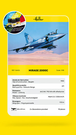 Heller 56426 STARTER KIT Mirage 2000 C Bouwpakket Schaal 1:48