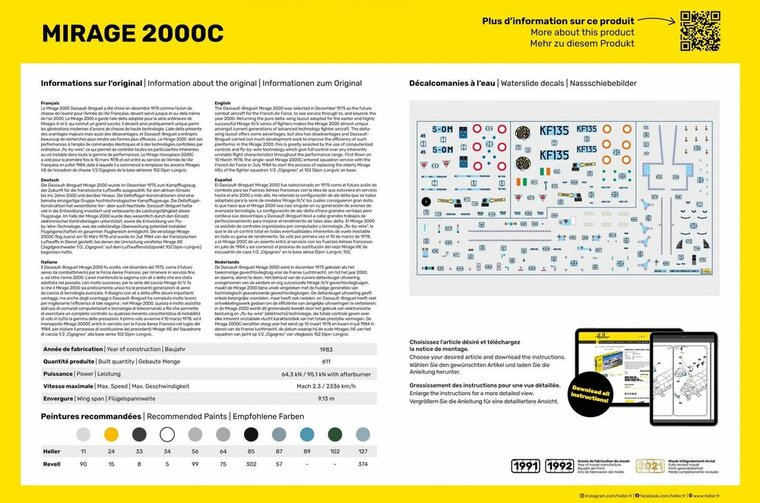 Heller 56426 STARTER KIT Mirage 2000 C Bouwpakket Schaal 1:48