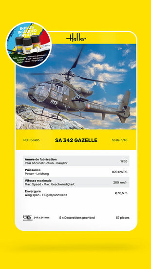 Heller 56486 STARTER KIT SA 342 Gazelle Bouwpakket Schaal 1:48