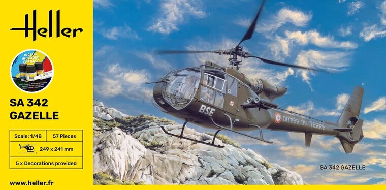 Heller 56486 STARTER KIT SA 342 Gazelle Bouwpakket Schaal 1:48