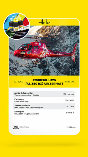 new48-Heller 56490 STARTER KIT AS350 B3 Ecureuil Bouwpakket Schaal 1:48
