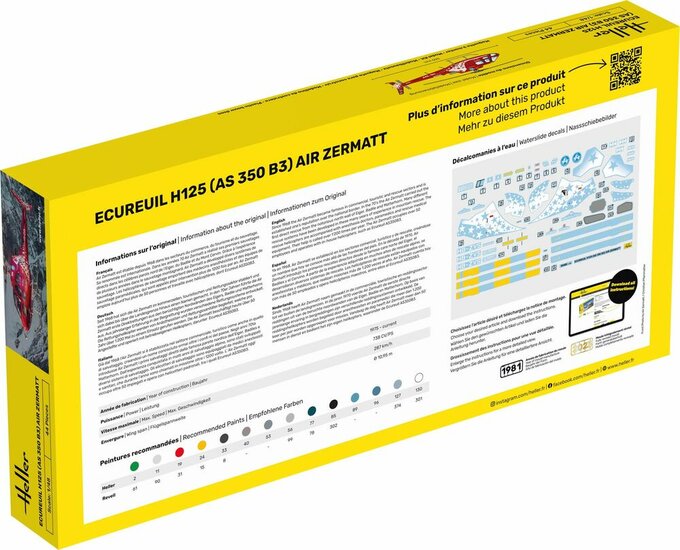 new48-Heller 56490 STARTER KIT AS350 B3 Ecureuil Bouwpakket Schaal 1:48