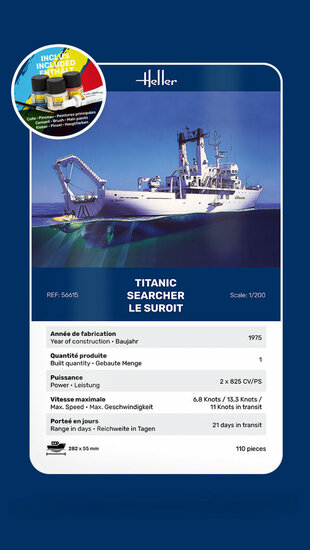 Heller 56615 STARTER KIT Titanic Searcher Le Suroit Bouwpakket Schaal 1:200