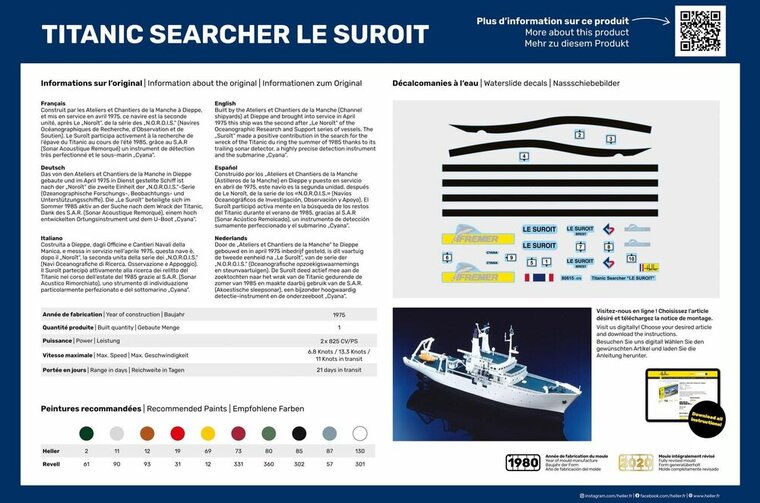 Heller 56615 STARTER KIT Titanic Searcher Le Suroit Bouwpakket Schaal 1:200