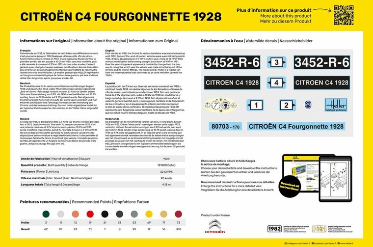 Heller 56703 STARTER KIT Citroen C4 Fourgonnette 1926 Bouwpakket Schaal 1:24