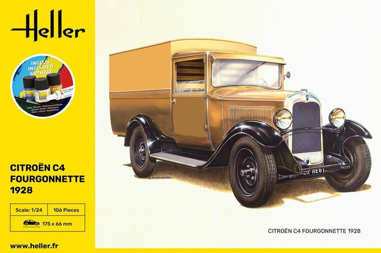 Heller 56703 STARTER KIT Citroen C4 Fourgonnette 1926 Bouwpakket Schaal 1:24