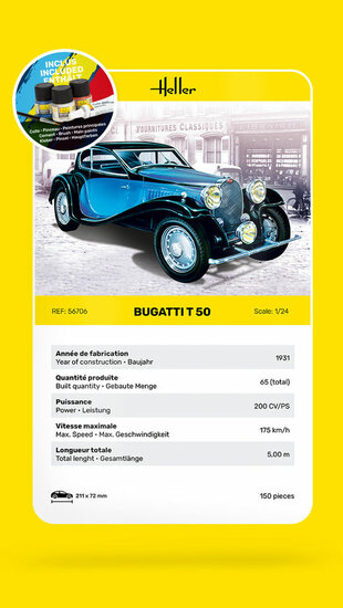 Heller 56706 STARTER KIT Bugatti T 50 Bouwpakket Schaal 1:24
