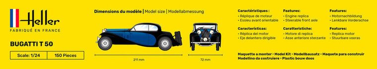 Heller 56706 STARTER KIT Bugatti T 50 Bouwpakket Schaal 1:24