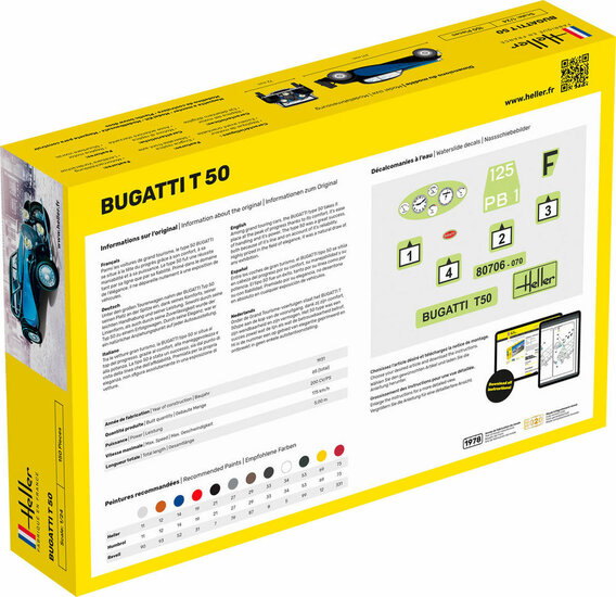 Heller 56706 STARTER KIT Bugatti T 50 Bouwpakket Schaal 1:24