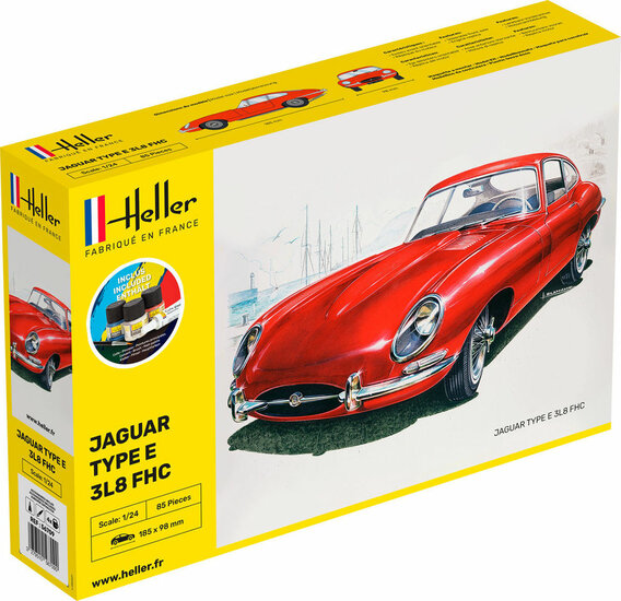 Heller 56709 STARTER KIT Jaguar Type E 3L8 FHC Bouwpakket Schaal 1:24