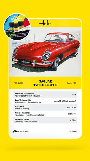 Heller 56709 STARTER KIT Jaguar Type E 3L8 FHC Bouwpakket Schaal 1:24