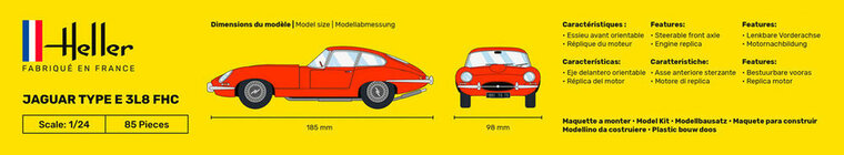 Heller 56709 STARTER KIT Jaguar Type E 3L8 FHC Bouwpakket Schaal 1:24