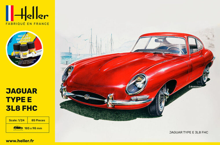 Heller 56709 STARTER KIT Jaguar Type E 3L8 FHC Bouwpakket Schaal 1:24