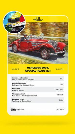 Heller 56710 STARTER KIT 500 K Special Roadster Bouwpakket Schaal 1:24