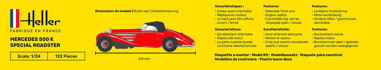 Heller 56710 STARTER KIT 500 K Special Roadster Bouwpakket Schaal 1:24