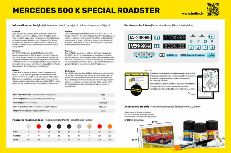 Heller 56710 STARTER KIT 500 K Special Roadster Bouwpakket Schaal 1:24