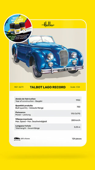 Heller 56711 STARTER KIT Talbot Lago Record Bouwpakket Schaal 1:24