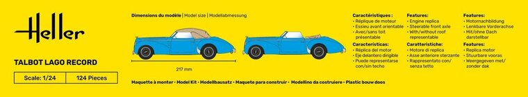 Heller 56711 STARTER KIT Talbot Lago Record Bouwpakket Schaal 1:24