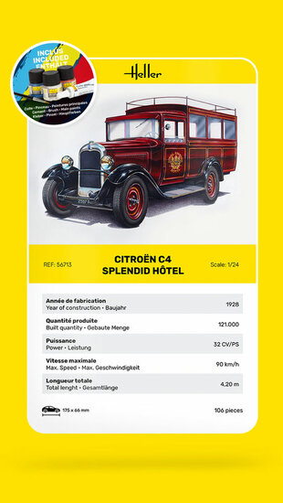 Heller 56713 STARTER KIT Citroen C4 "Splendid Hotel Bouwpakket Schaal 1:24