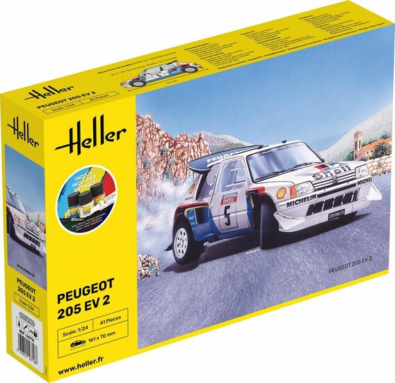 Heller 56716 STARTER KIT Peugeot 205 EV 2 Bouwpakket Schaal 1:24