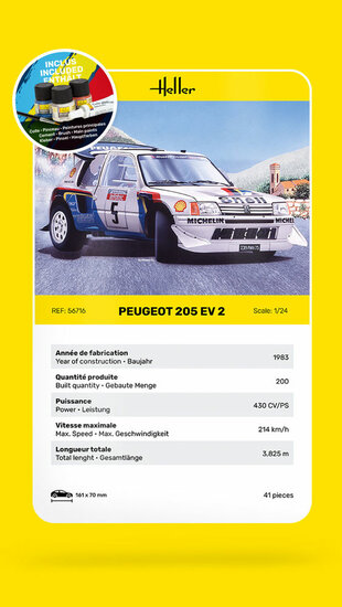 Heller 56716 STARTER KIT Peugeot 205 EV 2 Bouwpakket Schaal 1:24