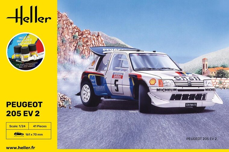 Heller 56716 STARTER KIT Peugeot 205 EV 2 Bouwpakket Schaal 1:24